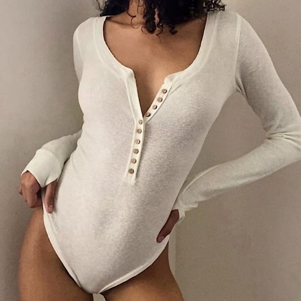 NWT Free People Dylan Thermal Henley Long Sleeve | M